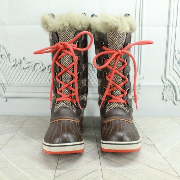 Sorel Tofino Brown Canvas Faux Fur Lace Up Waterproof Winter Boots Size 9 - Picture 4 of 9